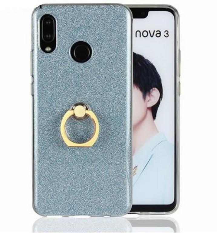 Smartuj Silikonový lesklý zadní kryt se stojánkem pro Huawei Nova 3 PZK48 Barva: Modrá 1 Smartuj Silikonový lesklý zadní kryt se stojánkem pro Huawei Nova 3 PZK48 Barva: Modrá