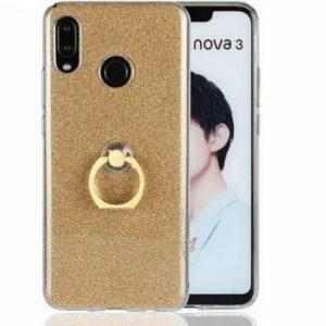 14750 5 silikonovy leskly zadni kryt se stojankem pro huawei nova 3 pzk48 barva zlata