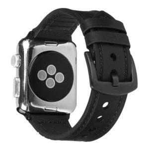 19028 kozeny pasek reminek pro apple watch 42mm 44mm leather band black
