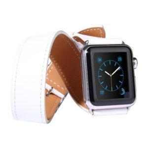 Kožený pásek / řemínek Double Circle pro Apple Watch 42mm bílý