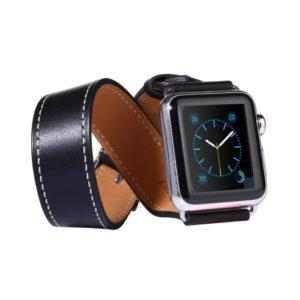 Kožený pásek / řemínek Double Circle pro Apple Watch 38mm černý