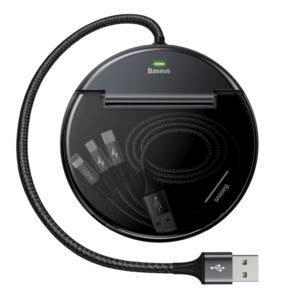 baseus redukce dobijeci prepojka 1x usb na 2x usb usb c nabijeci kabel 3v1 cerna seda
