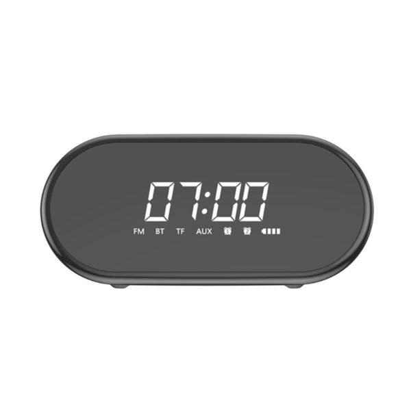 Bezdrátový Bluetooth reproduktor BASEUS + digitální hodiny / budík - plast / silikon - černý; NGE09-01