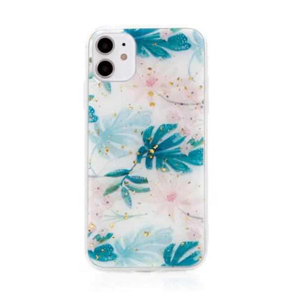 FORCELL kryt pro Apple iPhone 11 - zlaté úlomky - gumový / plastový - listy a květy