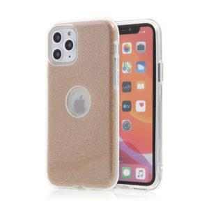 forcell shining kryt pro apple iphone 11 pro max vyrez pro logo plastovy gumovy zlaty 5903396024542
