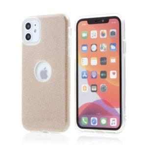 forcell shining kryt pro apple iphone 11 vyrez pro logo plastovy gumovy zlaty 5903396024511