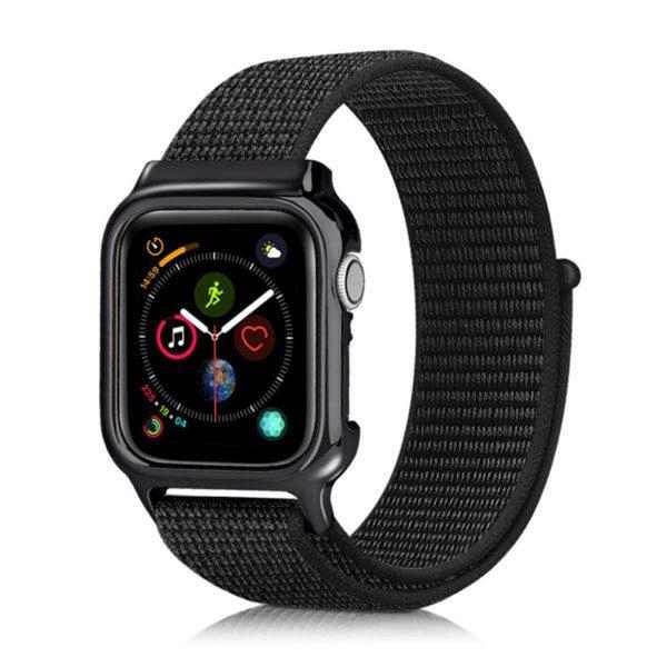 Řemínek pro Apple Watch 44mm Series 4 + pouzdro - nylonový - černý