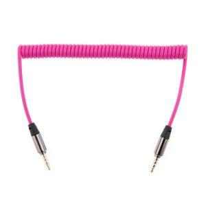 Spirálový flexibilní propojovací audio jack kabel 3,5mm pro Apple iPhone / iPad / iPod a další zařízení - růžový