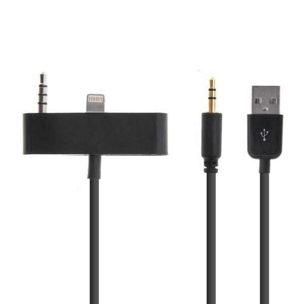 Synchronizační, nabíjecí a 3,5 mm AUX audio propojovací kabel pro Apple iPhone 5 - černý - 1,2m 1 Synchronizační, nabíjecí a 3,5 mm AUX audio propojovací kabel pro Apple iPhone 5 - černý - 1,2m