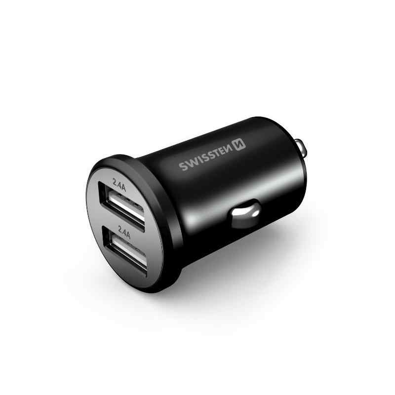 Autonabíječka / adaptér SWISSTEN - 2x USB (4,8A) - kovová - černá 1 Autonabíječka / adaptér SWISSTEN - 2x USB (4,8A) - kovová - černá