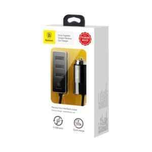 autonabijecka baseus 1x 3x usb a 5 5a plast kov cerna