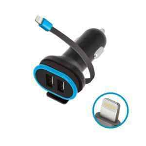 autonabijecka forever 2x usb kabel lightning 2 4a cerna modra