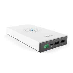 Bezdrátová nabíječka a externí baterie / power bank VINSIC  - 12000 mAh - 2x USB, celkem 2,4A - bílá