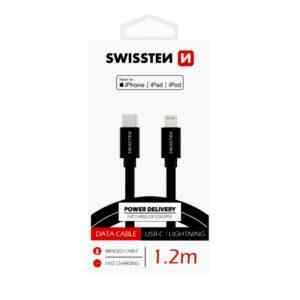 datovy kabel swissten mfi textile usb usb c 1 2 m cerny