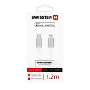 datovy kabel swissten mfi textile usb usb c 1 2 m stribrny