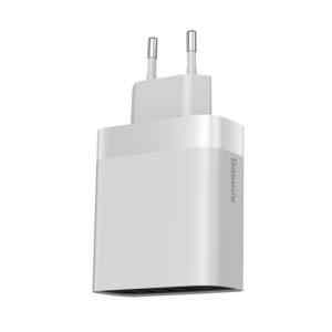 eu napajeci adapter nabijecka baseus mirror lake s 4x usb porty 6a lcd displej bily ccjmhb b02
