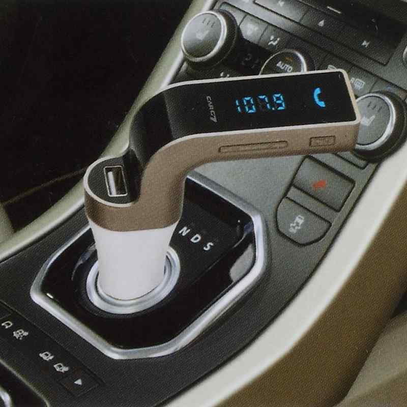 FM transmitter / vysílač + autonabíječka USB + Bluetooth handsfree - LED displej - stříbrný 1 FM transmitter / vysílač + autonabíječka USB + Bluetooth handsfree - LED displej - stříbrný