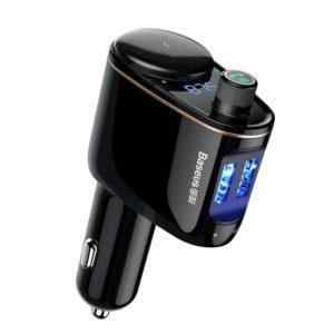 fm transmitter vysilac baseus s 06 autonabijecka 2x usb bluetooth 4 2 handsfree cerny