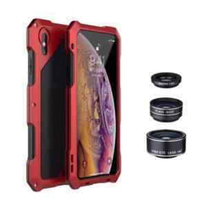Pouzdro / kryt pro Apple iPhone X / Xs - odolné - tvrzené přední sklo - výměnné objektivy - hliník / silikon - červené