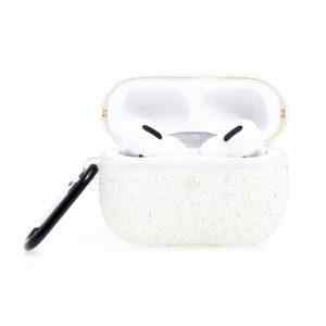 Pouzdro / obal pro Apple AirPods Pro - gumové - třpytky + kamínky - bílé