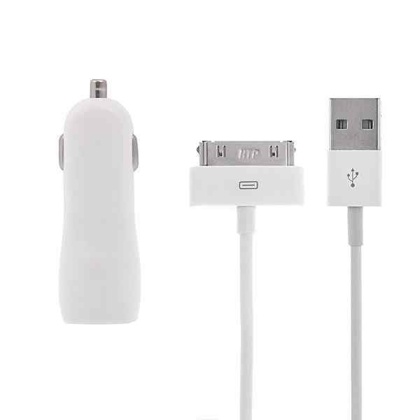 Sada 2v1 nabíječka do auta s 2 USB porty (3.1A) + 30pin kabel pro Apple zařízení - bílá 1 Sada 2v1 nabíječka do auta s 2 USB porty (3.1A) + 30pin kabel pro Apple zařízení - bílá