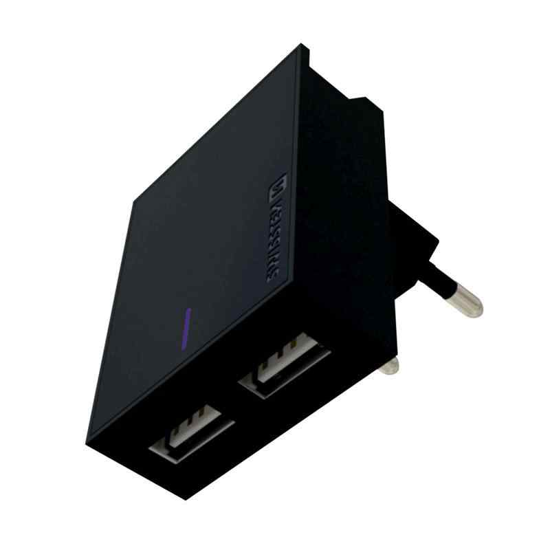SWISSTEN nabíječka 2x USB - EU koncovka - černá; 22031000 1 SWISSTEN nabíječka 2x USB - EU koncovka - černá; 22031000