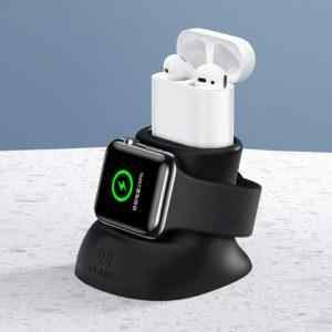 usams nabijeci stojanek pro apple watch airpods silikonovy cerny