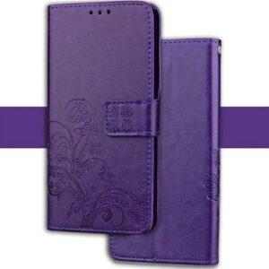 JohnDan Kožené pouzdro FLOWERS pro Xiaomi Mi 8 Lite - fialové