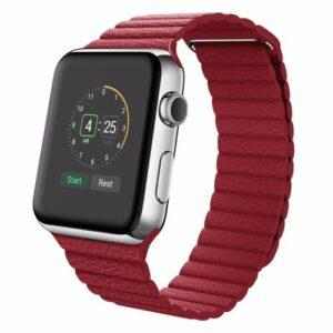 eses Kožený magnetický řemínek 38mm/40mm červený pro Apple Watch