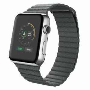 eses Kožený magnetický řemínek 42mm/44mm černý pro Apple Watch