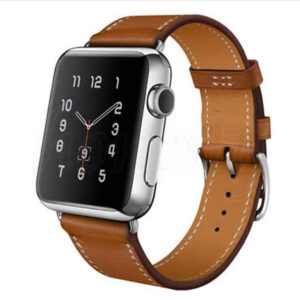 eses Kožený řemínek 38mm/40mm hnědý pro Apple Watch s gravírováním „Vše nejlepší“