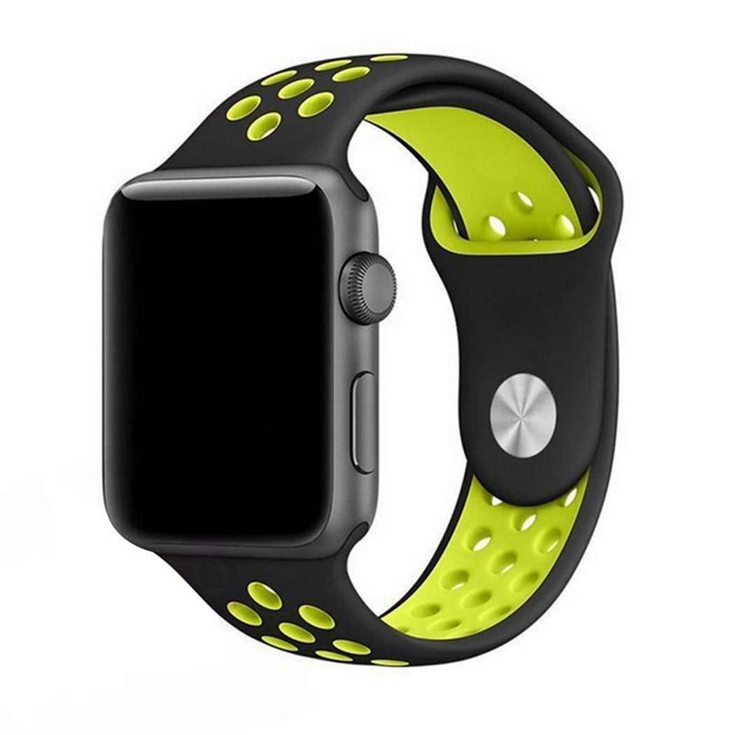 eses Sportovní řemínek 38mm/40mm černý/žlutý pro Apple Watch 1 eses Sportovní řemínek 38mm/40mm černý/žlutý pro Apple Watch