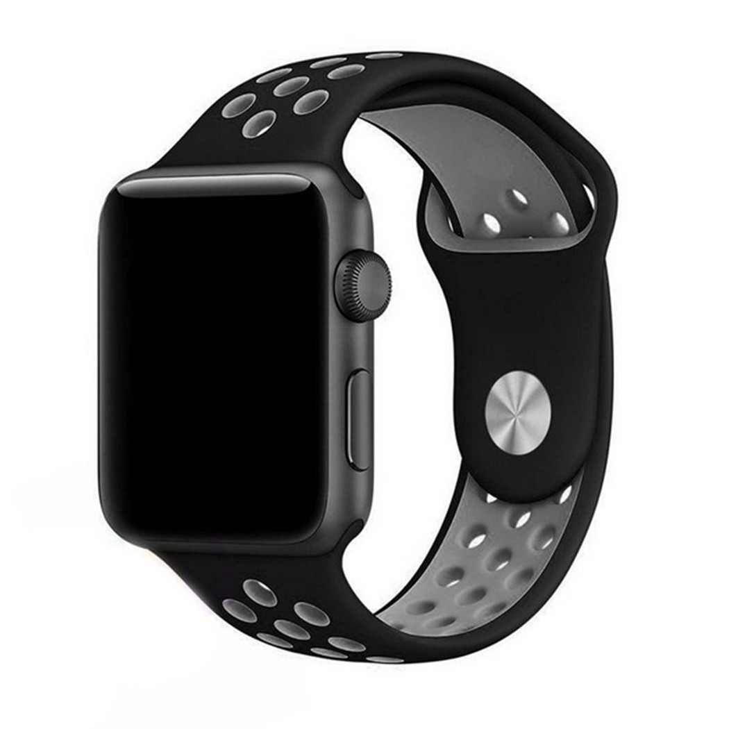 eses Sportovní řemínek 42mm/44mm černý/šedý pro Apple Watch 1 eses Sportovní řemínek 42mm/44mm černý/šedý pro Apple Watch