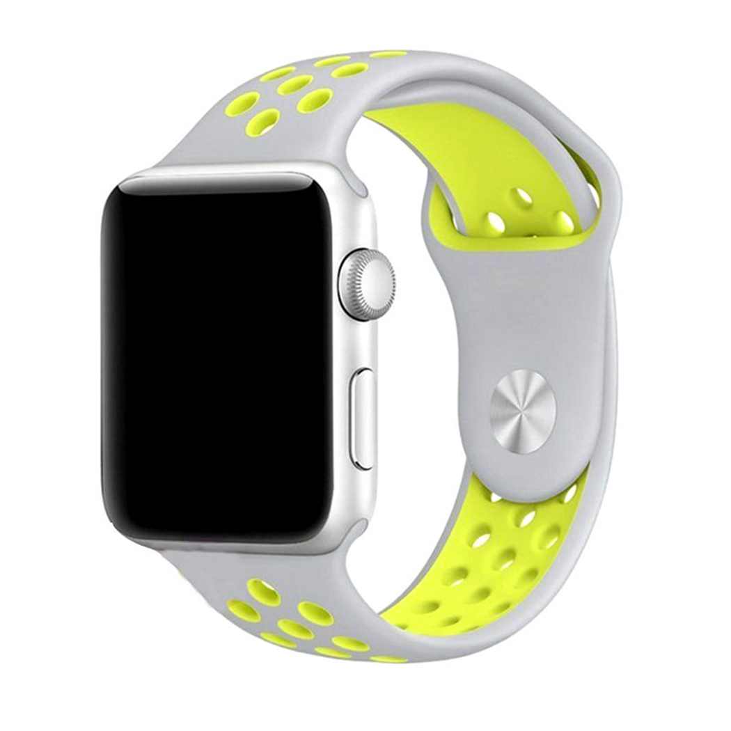 eses Sportovní řemínek 38mm/40mm stříbrný/žlutý pro Apple Watch 1 eses Sportovní řemínek 38mm/40mm stříbrný/žlutý pro Apple Watch