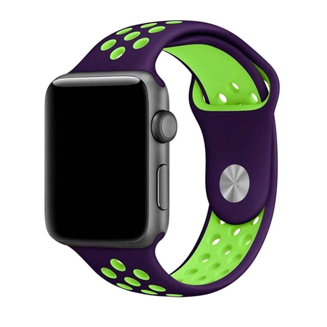 eses Sportovní řemínek 38mm/40mm fialový/zelený pro Apple Watch 1 eses Sportovní řemínek 38mm/40mm fialový/zelený pro Apple Watch