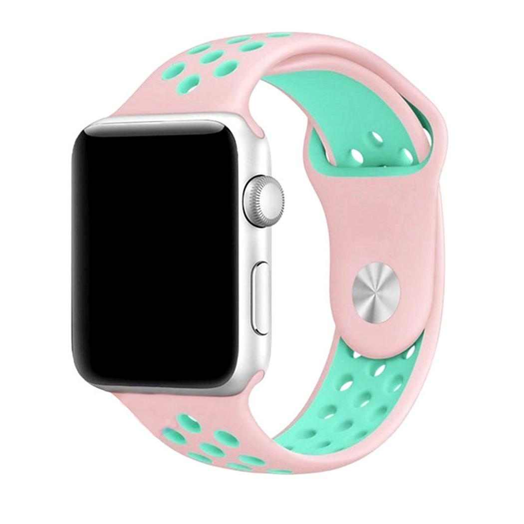 eses Sportovní řemínek 42mm/44mm růžový/zelený pro Apple Watch 1 eses Sportovní řemínek 42mm/44mm růžový/zelený pro Apple Watch
