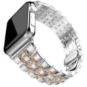 eses Kovový řemínek 38mm/40mm stříbrný/růžový pro Apple Watch