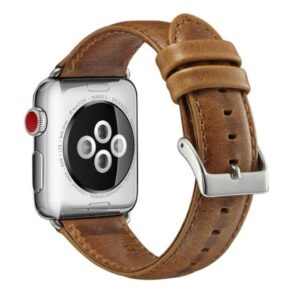 eses Kožený řemínek 42mm/44mm světle hnědý pro Apple Watch