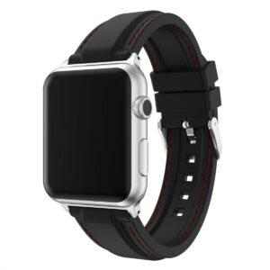 eses Silikonový řemínek 38mm/40mm černý s červeným prošíváním pro Apple Watch