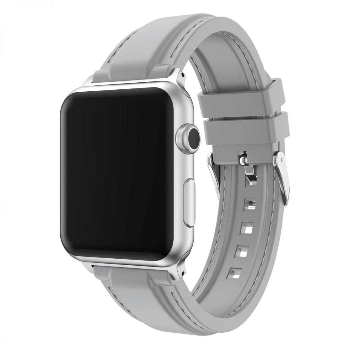 eses Silikonový řemínek 42mm/44mm šedý s prošíváním pro Apple Watch 1 eses Silikonový řemínek 42mm/44mm šedý s prošíváním pro Apple Watch