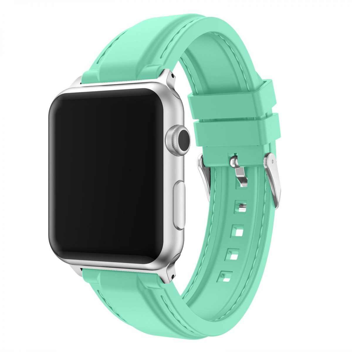 eses Silikonový řemínek 38mm/40mm mátový s prošíváním pro Apple Watch 1 eses Silikonový řemínek 38mm/40mm mátový s prošíváním pro Apple Watch