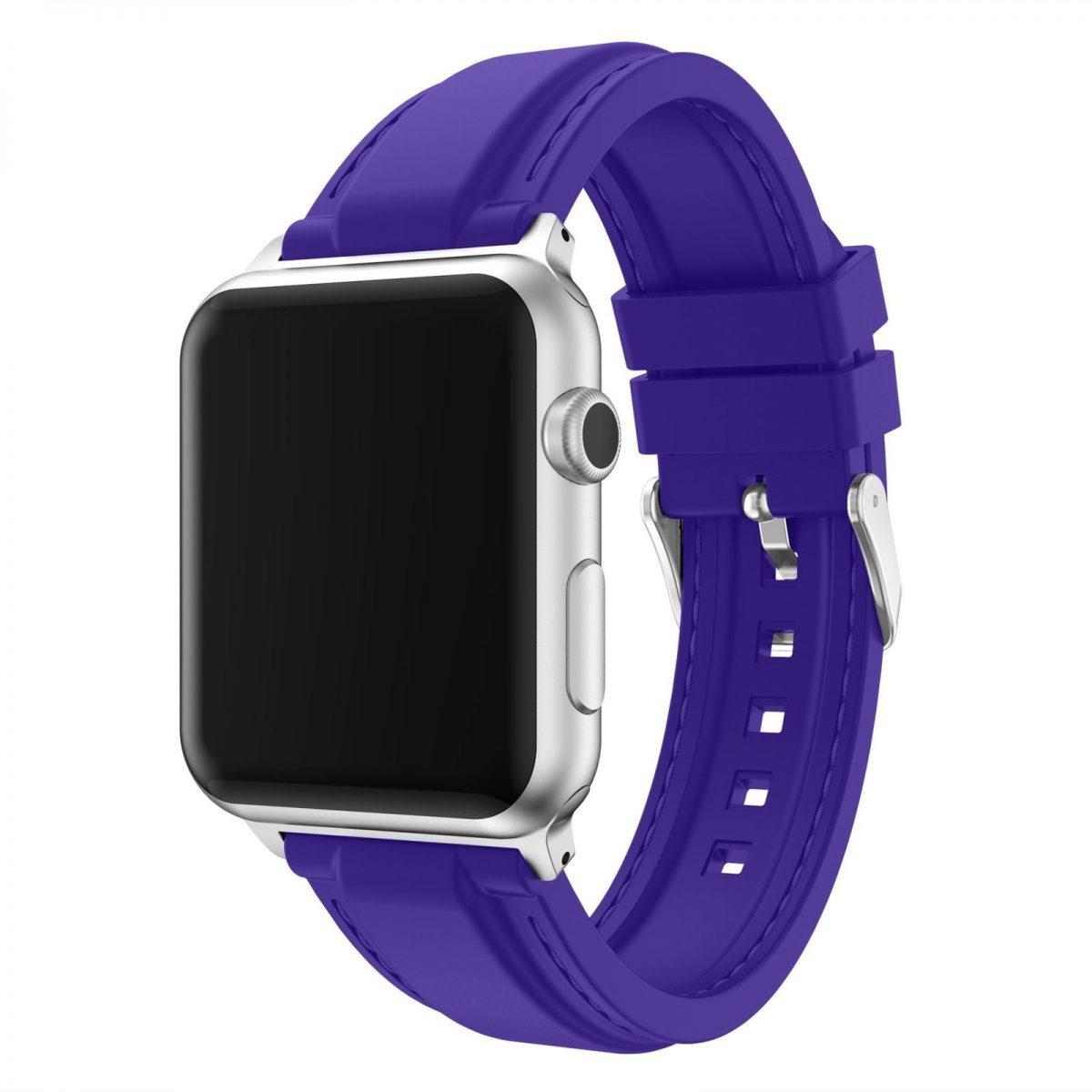 eses Silikonový řemínek 38mm/40mm fialový s prošíváním pro Apple Watch 1 eses Silikonový řemínek 38mm/40mm fialový s prošíváním pro Apple Watch