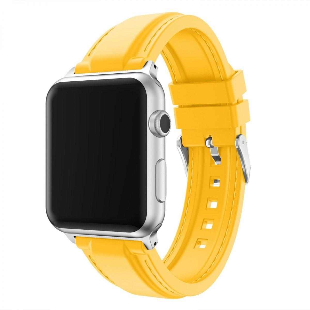 eses Silikonový řemínek 38mm/40mm žlutý s prošíváním pro Apple Watch 1 eses Silikonový řemínek 38mm/40mm žlutý s prošíváním pro Apple Watch