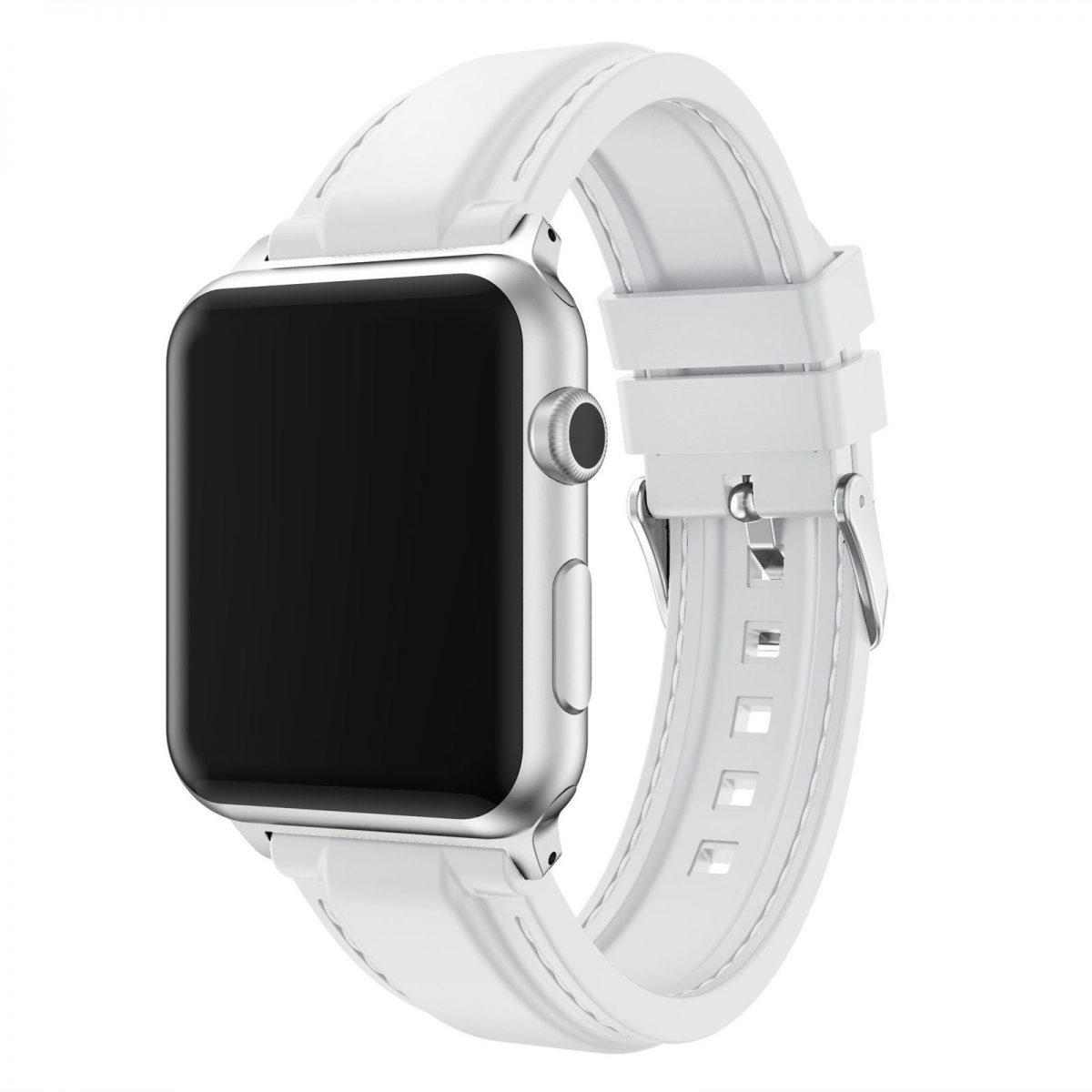 eses Silikonový řemínek 42mm/44mm bílý s prošíváním pro Apple Watch 1 eses Silikonový řemínek 42mm/44mm bílý s prošíváním pro Apple Watch