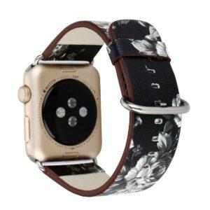 eses Kožený květinový řemínek 38mm/40mm černý pro Apple Watch