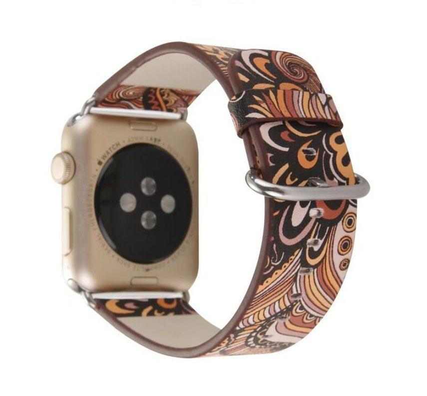 eses Kožený Folk řemínek 38mm/40mm hnědooranžový pro Apple Watch 1 eses Kožený Folk řemínek 38mm/40mm hnědooranžový pro Apple Watch