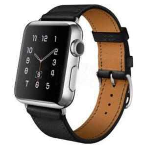 eses Kožený řemínek 38mm/40mm černý s bílým prošíváním pro Apple Watch