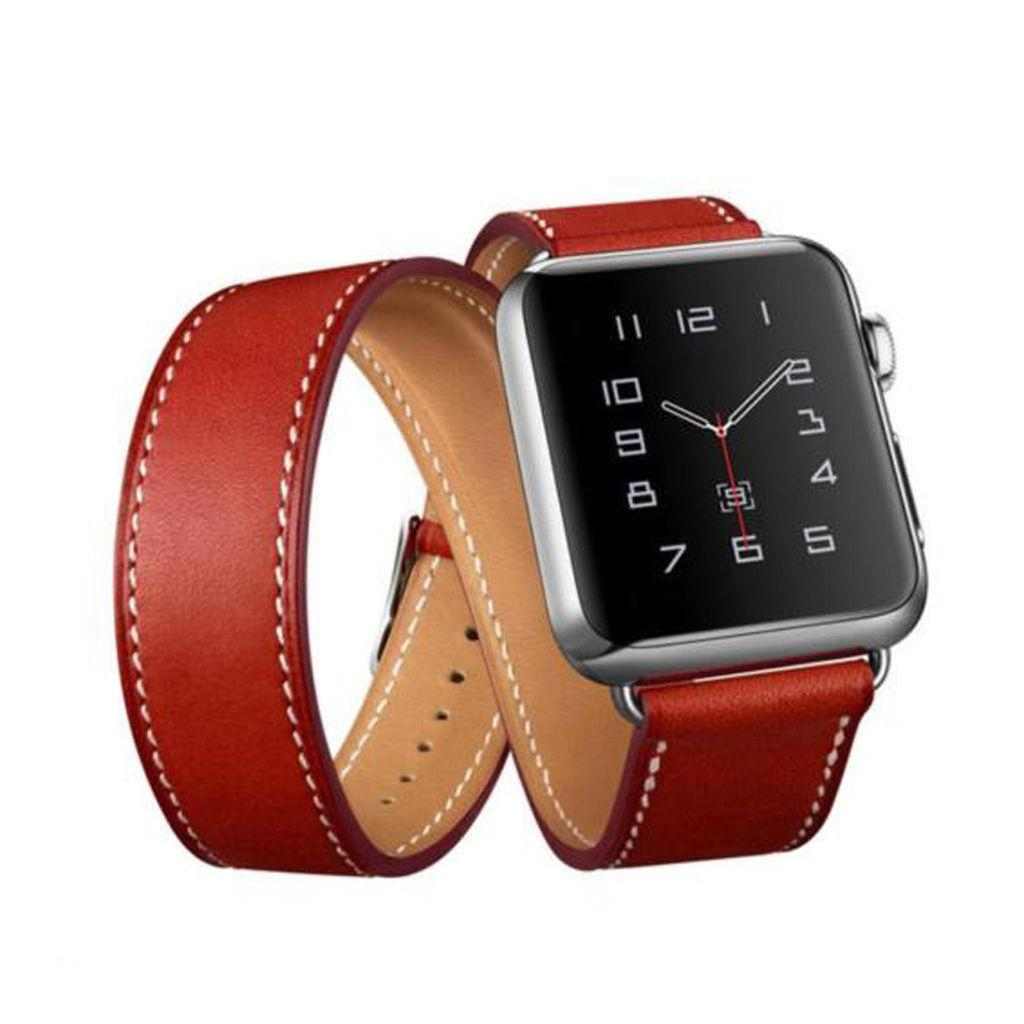 eses Dvojitý kožený řemínek 38mm/40mm červený pro Apple Watch 1 eses Dvojitý kožený řemínek 38mm/40mm červený pro Apple Watch