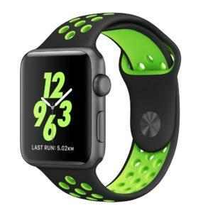 eses Silikonový řemínek 38mm/40mm S/M/L černý/zelený pro Apple Watch