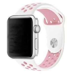 eses Silikonový řemínek 38mm/40mm S/M/L bílý/růžový pro Apple Watch